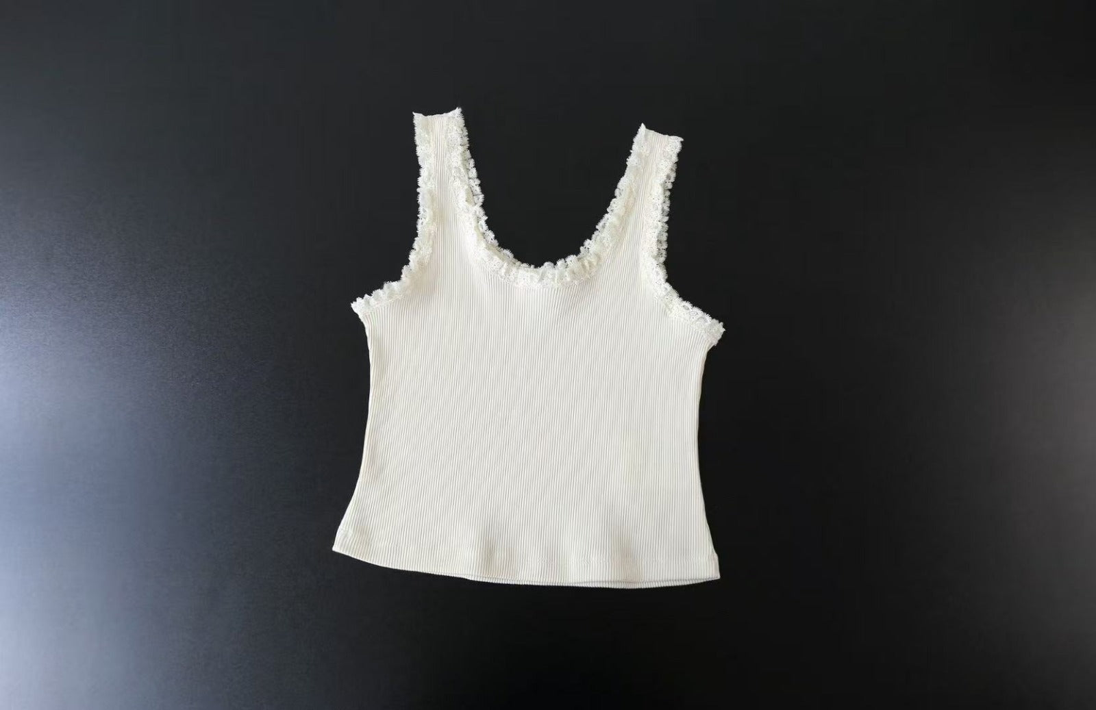 MIU MIU LACE-TRIM TANK TOP IN WHITE