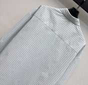 CHANEL STRIPED EMBROIDERED LOGO SHIRT WITH VERTICAL STRIPES