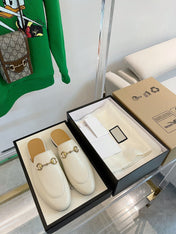 GG SLIPPER MULES WHITE