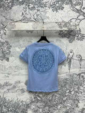 Loewe 25 Hollow Lace Short Sleeves t-shir Cotton