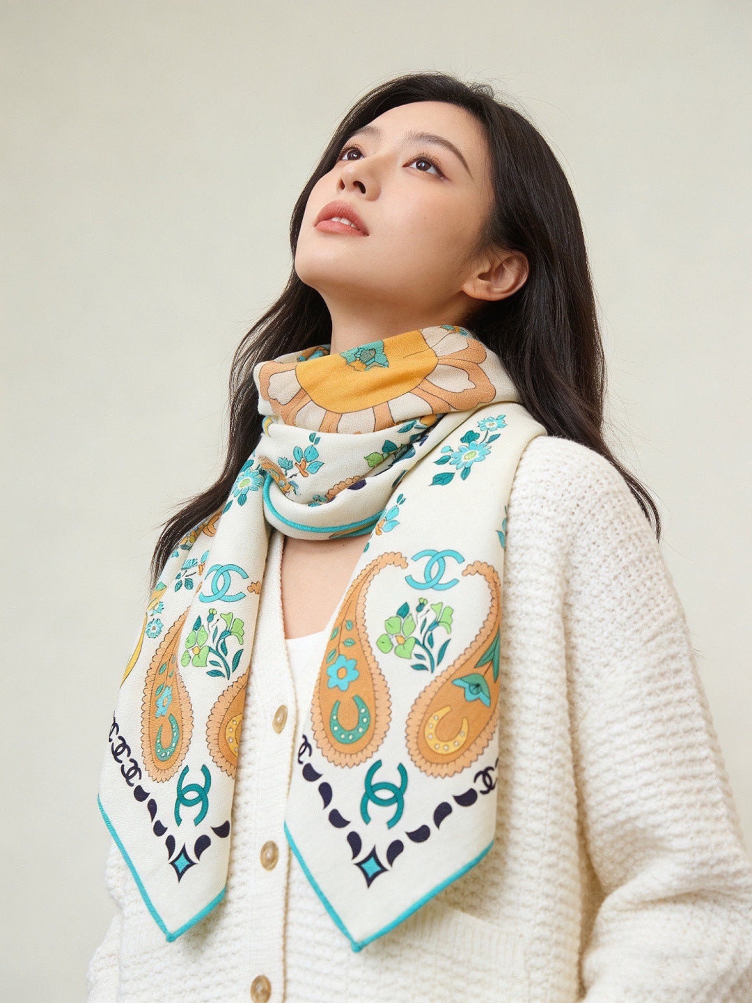 CHANEL 26S SCARF 135 IN CASHMERE AND SILK 306128