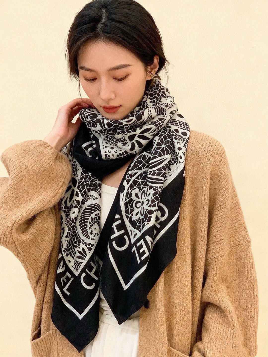 CHANEL 26S SCARF 135 IN CASHMERE AND SILK 306135