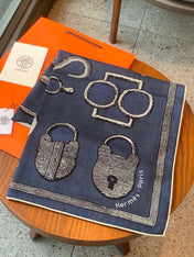 HERMES 26S PRINTED SQUARE SCARF 135 IN CASHMERE AND SILK 307239