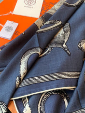 HERMES 26S PRINTED SQUARE SCARF 135 IN CASHMERE AND SILK 307239
