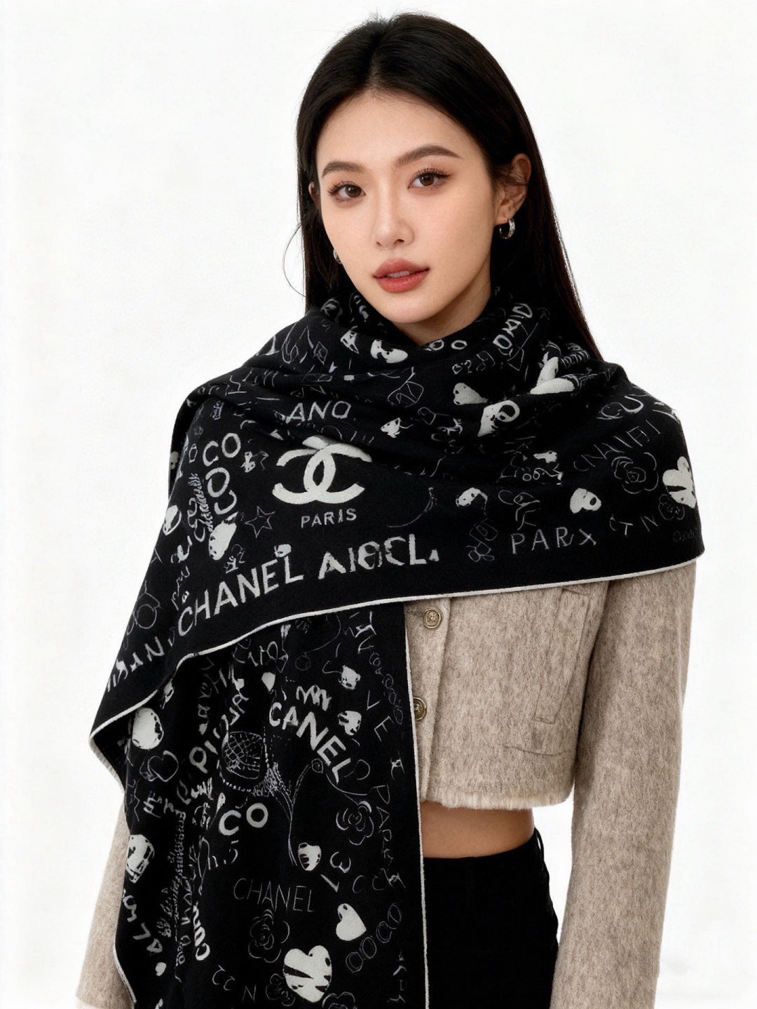 CHANEL 26S SCARF 135 IN CASHMERE AND SILK 307241