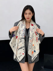 CHANEL 26S SCARF 135 IN CASHMERE AND SILK 307242