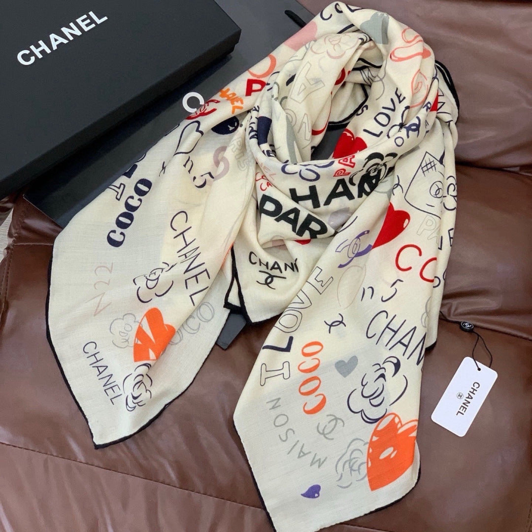 CHANEL 26S SCARF 135 IN CASHMERE AND SILK 307242