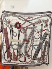 HERMES 26S PRINTED SQUARE SCARF 135 IN CASHMERE AND SILK 307243