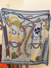 HERMES 26S PRINTED SQUARE SCARF 135 IN CASHMERE AND SILK 307245
