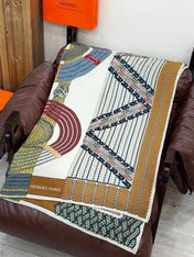 HERMES 26S PRINTED SQUARE SCARF 140 IN CASHMERE AND SILK 309319