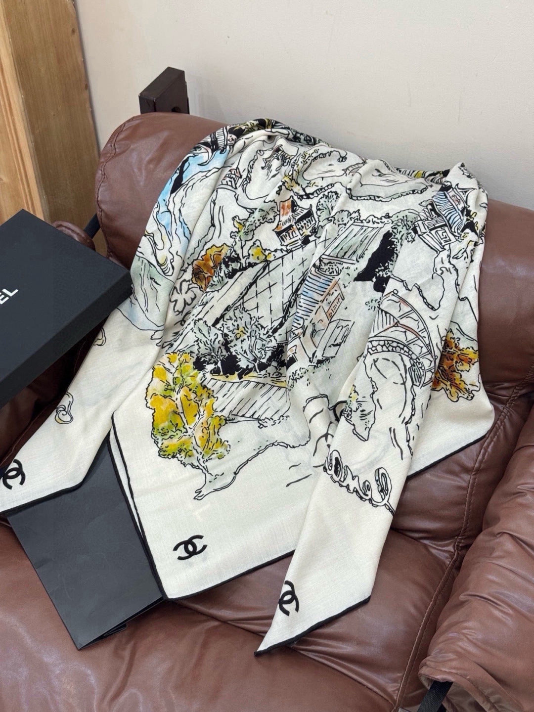 CHANEL 26S SCARF 135 IN CASHMERE AND SILK 309324