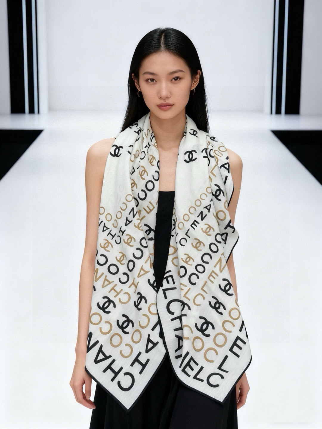 CHANEL 26S SCARF 135 IN CASHMERE AND SILK 309350