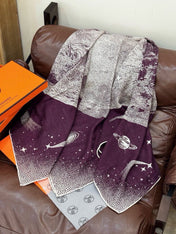 HERMES 26S PRINTED SQUARE SCARF 140 IN CASHMERE AND SILK 309360
