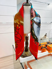 HERMES 26S PRINTED SQUARE SCARF 88 IN SILK 309926