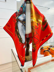 HERMES 26S PRINTED SQUARE SCARF 88 IN SILK 309926