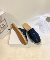 GRANVILLE ESPADRILLE MULE NAVY BLUE QUILTED CANNAGE CALFSKIN