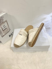 GRANVILLE ESPADRILLE MULE WHITE QUILTED CANNAGE CALFSKIN