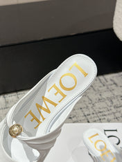 CHLOÉ 26S HIGH-HEELED MULES IN WHITE CALFSKIN