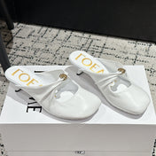 CHLOÉ 26S HIGH-HEELED MULES IN WHITE CALFSKIN