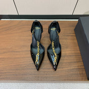 BALMAIN 26S CHAIN HIGH HEELS 95 MM IN BLACK PATENT CALFSKIN