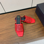 BALMAIN 26S FLAT SANDALS IN RED CALFSKIN AND MESH