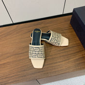 BALMAIN 26S FLAT SANDALS IN BEIGE CALFSKIN AND MESH
