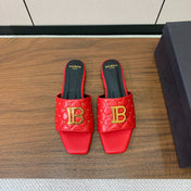 BALMAIN 26S QUILTED MULES IN RED CALFSKIN