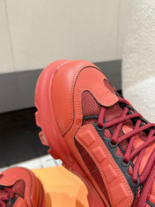 SNEAKER IN RUBY RED CALFSKIN AND BREATHABLE MESH 175307