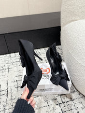 KNIFE KNOT 95MM PUMP IN BLACK STRETCH CUPRO AND NYLON JERSEY