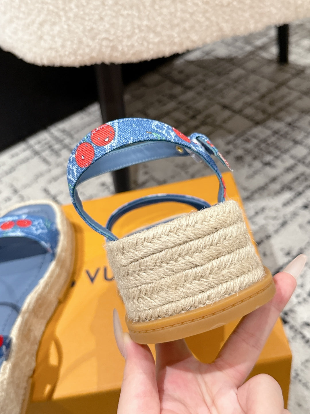 LV PLATFORM ESPADRILLE SANDALS 25S IN BLUE DENIM