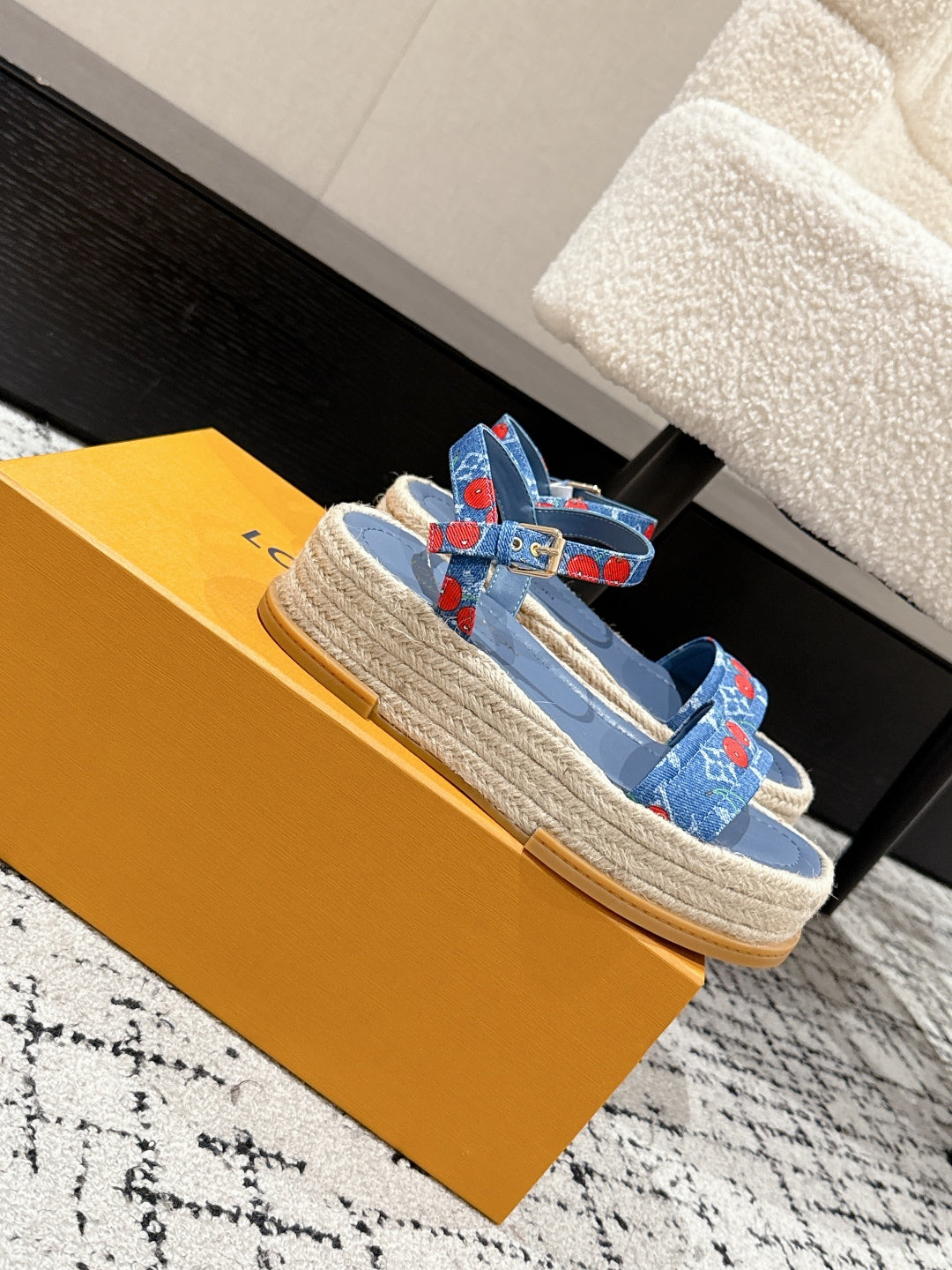 LV PLATFORM ESPADRILLE SANDALS 25S IN BLUE DENIM