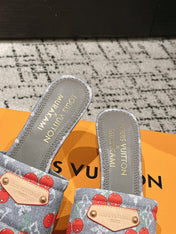 LV CHERRY HIGH HEELS 25S 55 MM IN GREY DENIM STYLE 7