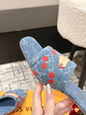 LV CHERRY HIGH HEELS 25S 55 MM IN BLUE DENIM STYLE 6