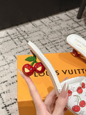 LV CHERRY HIGH HEELS 25S 55 MM IN WHITE CALFSKIN STYLE 11