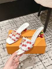 LV CHERRY HIGH HEELS 25S 55 MM IN WHITE CALFSKIN STYLE 11