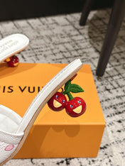 LV CHERRY HIGH HEELS 25S 55 MM IN WHITE CALFSKIN STYLE 3