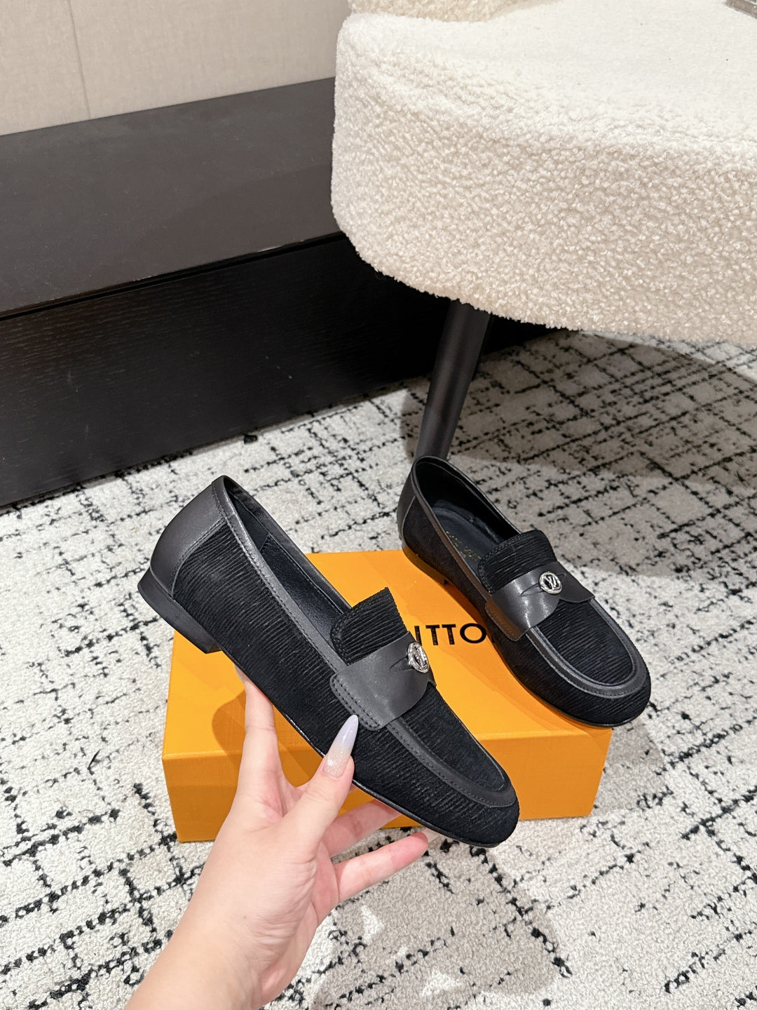 LV LOAFER 25S IN BLACK SUEDE AND CALFSKIN