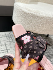 LV CHERRY HIGH HEELS 25S IN DARK BROWN AND PINK CALFSKIN WITH BOW STYLE 16