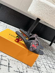 LV CHERRY HIGH HEELS 25S IN BLACK RAFFIA WITH BOW STYLE 14