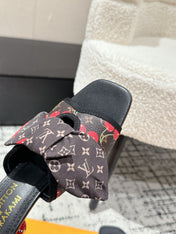 LV CHERRY HIGH HEELS 25S IN DARK BROWN AND BLACK CALFSKIN WITH BOW STYLE 10