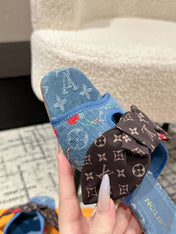 LV CHERRY HIGH HEELS 25S IN BLUE DENIM WITH BOW STYLE 3