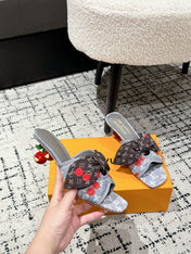 LV CHERRY HIGH HEELS 25S IN GREY DENIM WITH BOW STYLE 1