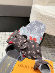 LV CHERRY HIGH HEELS 25S IN GREY DENIM WITH BOW STYLE 1