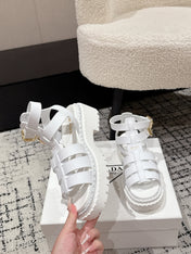 PRADA 25S HIGH TOP OPEN TOE FISHERMAN SANDALS IN WHITE CALFSKIN
