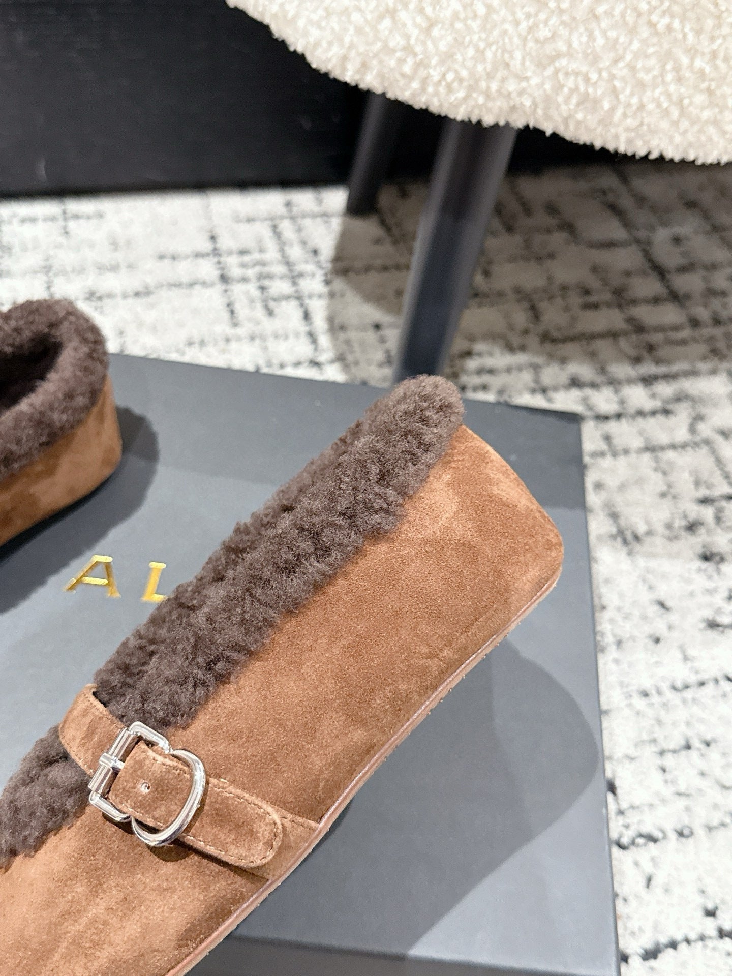 ALAIA 26S  BALLET FLATS IN BROWN SUEDE AND WOOL