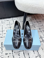 PRADA 26S BOWLING-STYLE HIGH HEELS 70MM IN BLACK CALFSKIN