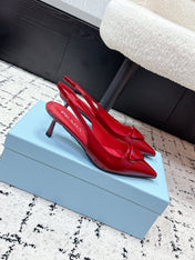 PRADA 26S SLINGBACK PUMPS 60MM IN DARK RED PATENT CALFSKIN