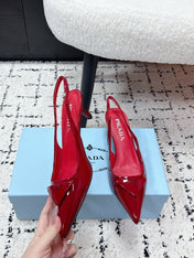 PRADA 26S SLINGBACK PUMPS 60MM IN DARK RED PATENT CALFSKIN