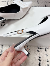 CELINE 26S HIGH-HEEL SLINGBACK 35 MM IN WHITE CALFSKIN
