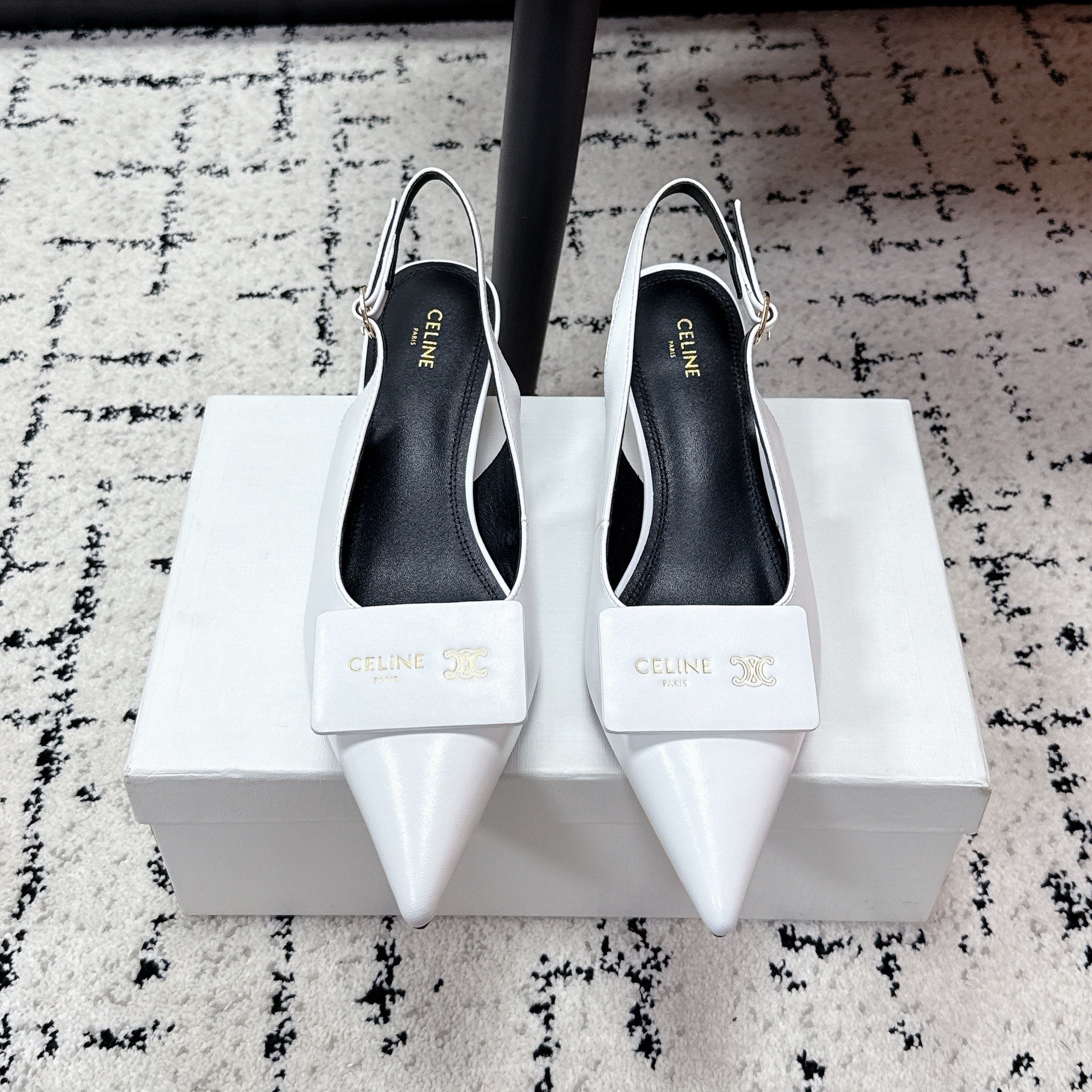 CELINE 26S HIGH-HEEL SLINGBACK 35 MM IN WHITE CALFSKIN